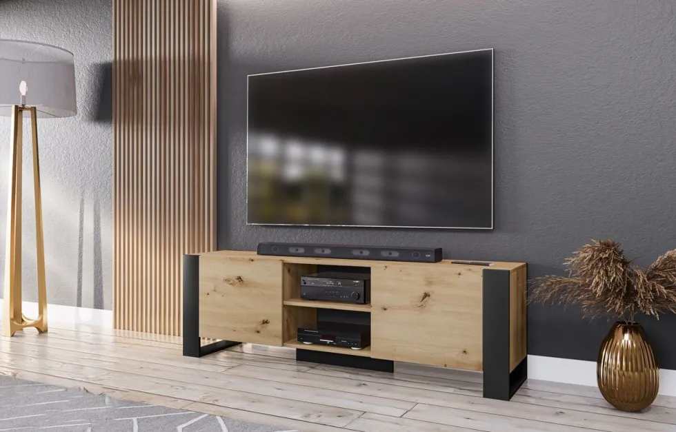 Mobile porta TV moderno rovere e nero PTI12