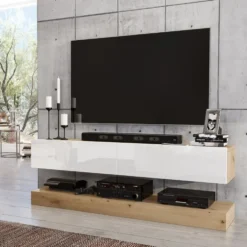 Mobile porta TV moderno rovere e bianco PTI13