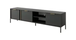Mobile porta tv moderno 203x53cm antracite con dettagli oro PTVLK6