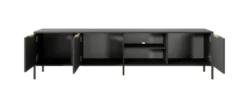 Mobile porta tv moderno 203x53cm antracite con dettagli oro PTVLK6