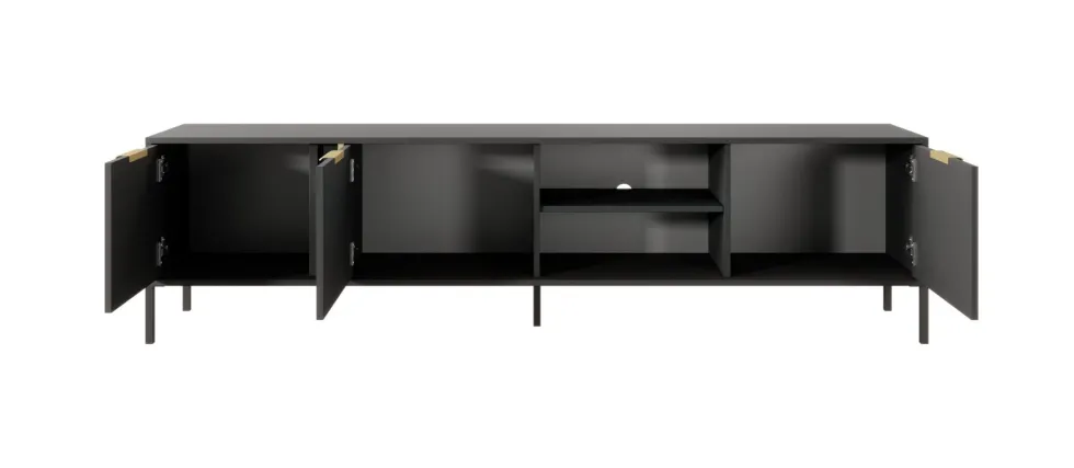 Mobile porta tv moderno 203x53cm antracite con dettagli oro PTVLK6