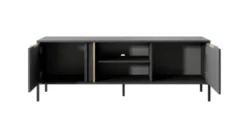 Mobile porta tv moderno 153x53cm antracite con dettagli oro PTVLK7