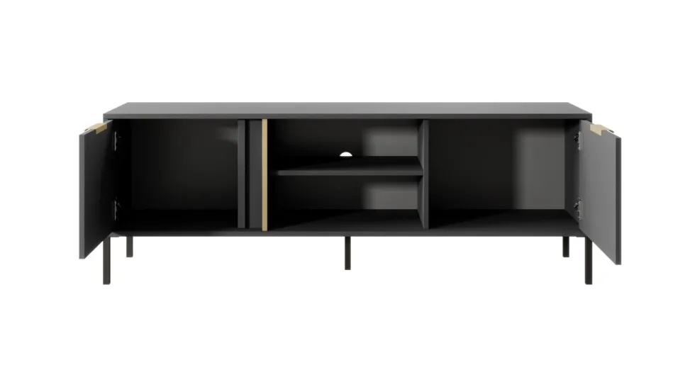 Mobile porta tv moderno 153x53cm antracite con dettagli oro PTVLK7
