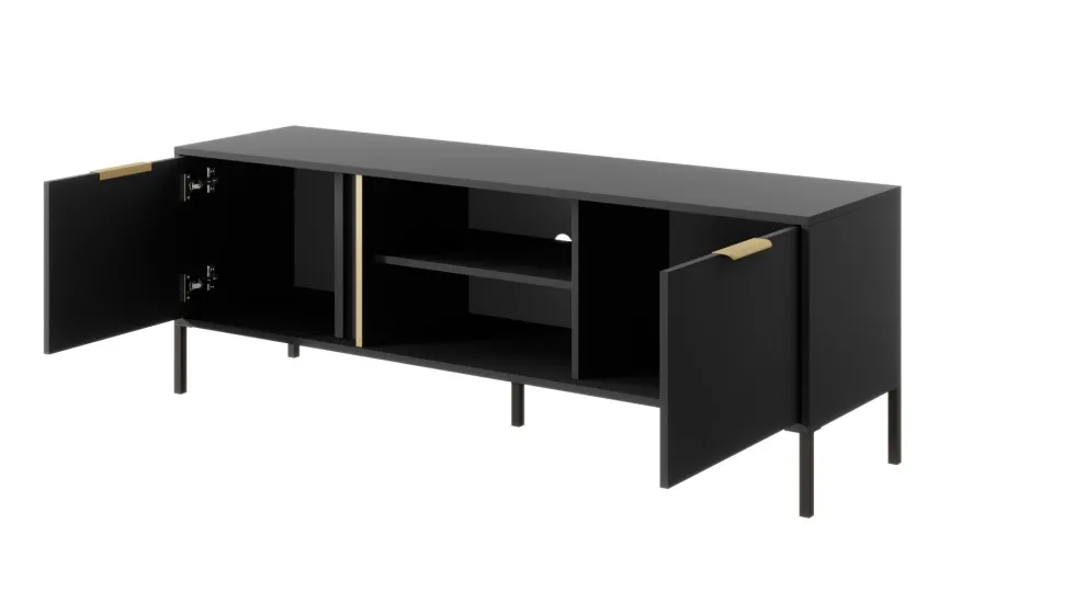Mobile porta tv moderno 153x53cm antracite con dettagli oro PTVLK7