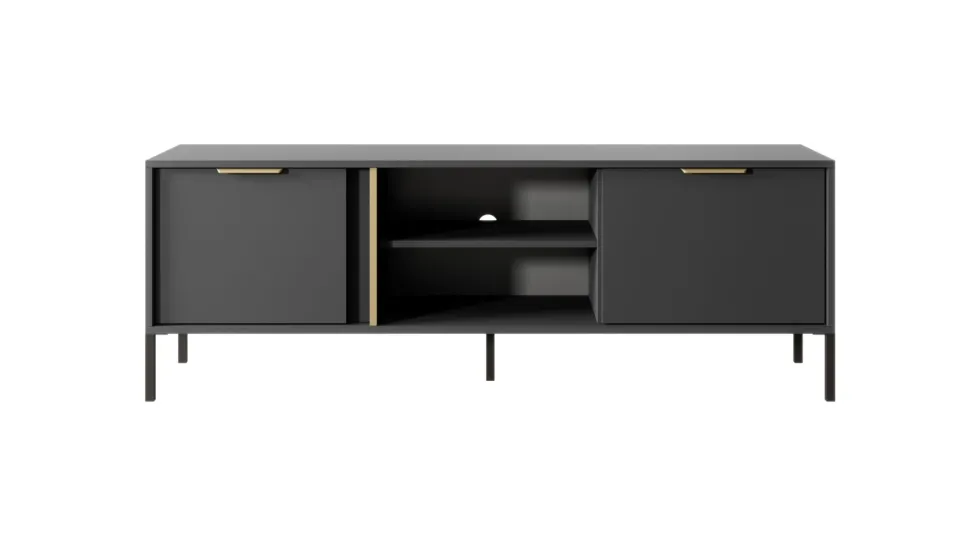 Mobile porta tv moderno 153x53cm antracite con dettagli oro PTVLK7