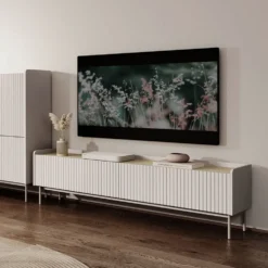 Mobile porta tv moderno 153X50cm beige e rovere chiaro PTVLK12