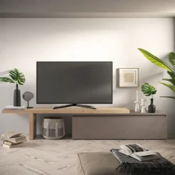 Mobile porta tv moderno 230x40 cm bronzo e rovere PTL38
