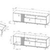 Mobile porta tv moderno 165x49cm con cassetti rovere e nero PTVLK15