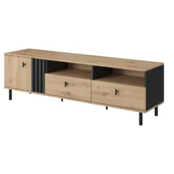 Mobile porta tv moderno 165x49cm con cassetti rovere e nero PTVLK15