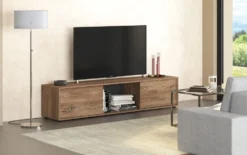 Mobile porta TV moderno 180x40 cm con ante scorrevoli marrone PTG7