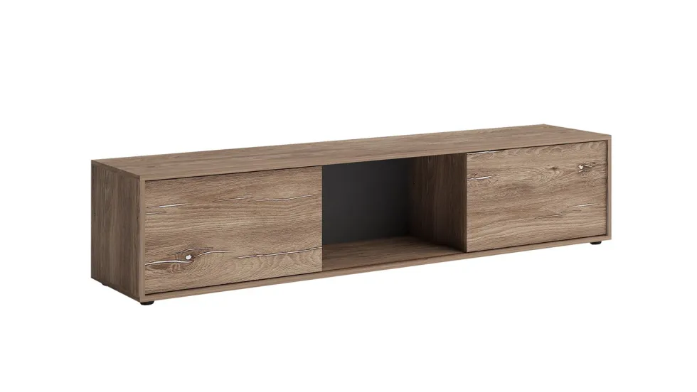 Mobile porta TV moderno 180x40 cm con ante scorrevoli marrone PTG7