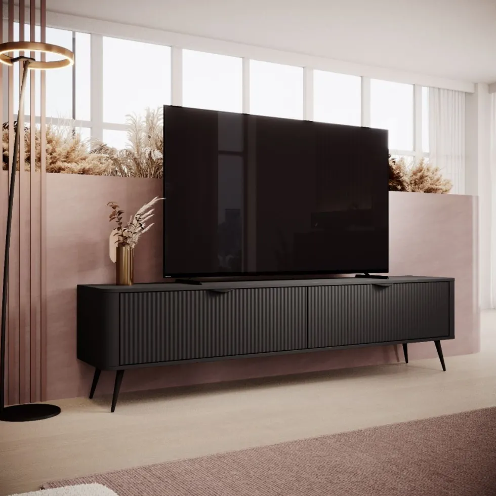 Mobile porta tv moderno 200X51cm nero PTVLK10