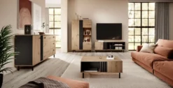 Mobile porta tv moderno 138x49cm rovere e nero PTVLK16