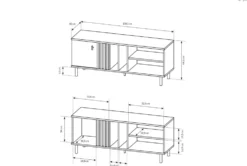 Mobile porta tv moderno 138x49cm rovere e nero PTVLK16