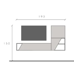 Mobile porta TV sospeso 193x150 cm grigio scuro e grigio chiaro PTL37