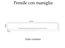 Mobile porta tv sospeso 210x180 cm grigio e bianco lucido PTL27