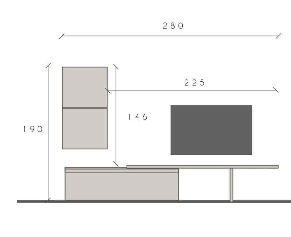 Mobile porta tv 280x190 cm grigio e piombo PTL31