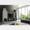 Mobile porta TV 258x143 grande moderno con frontali e ampio vano a giorno bianco e nero PTL17