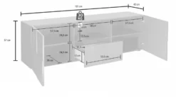 Mobile porta TV 181x57 moderno con design geometrico doppia anta e cassetto rovere PTL4