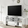 Mobile porta TV 181x57 moderno con due ante e un cassetto bianco serigrafato PTL14