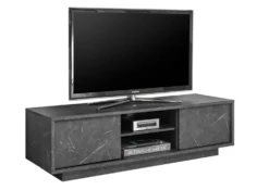 Mobile porta TV 139x44 moderno con due ante marmorizzate marmo nero PTL10