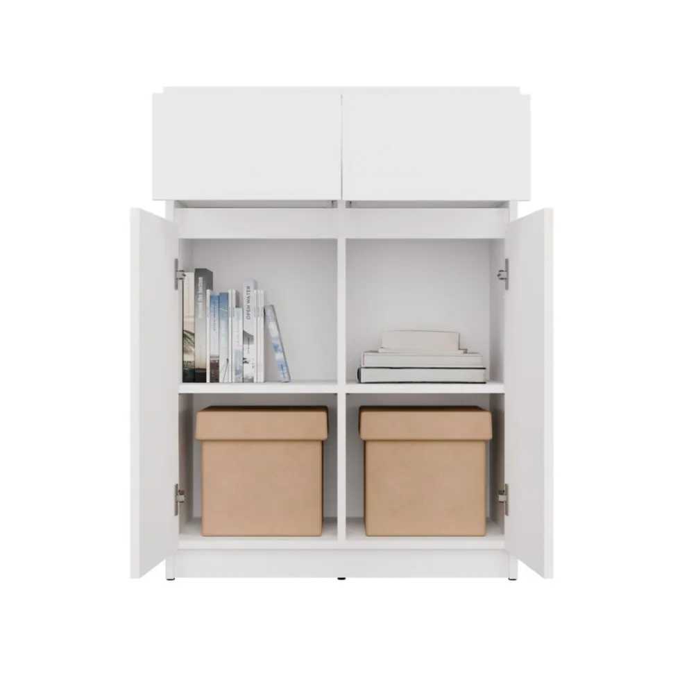 Mobile soggiorno multiuso 70x97 cm con ante e cassetti bianco opaco MMT5