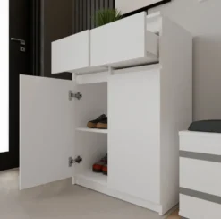 Mobile soggiorno multiuso 70x97 cm con ante e cassetti bianco opaco MMT5