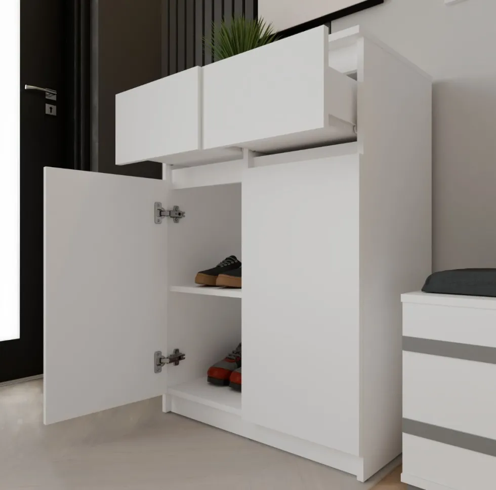 Mobile soggiorno multiuso 70x97 cm con ante e cassetti bianco opaco MMT5