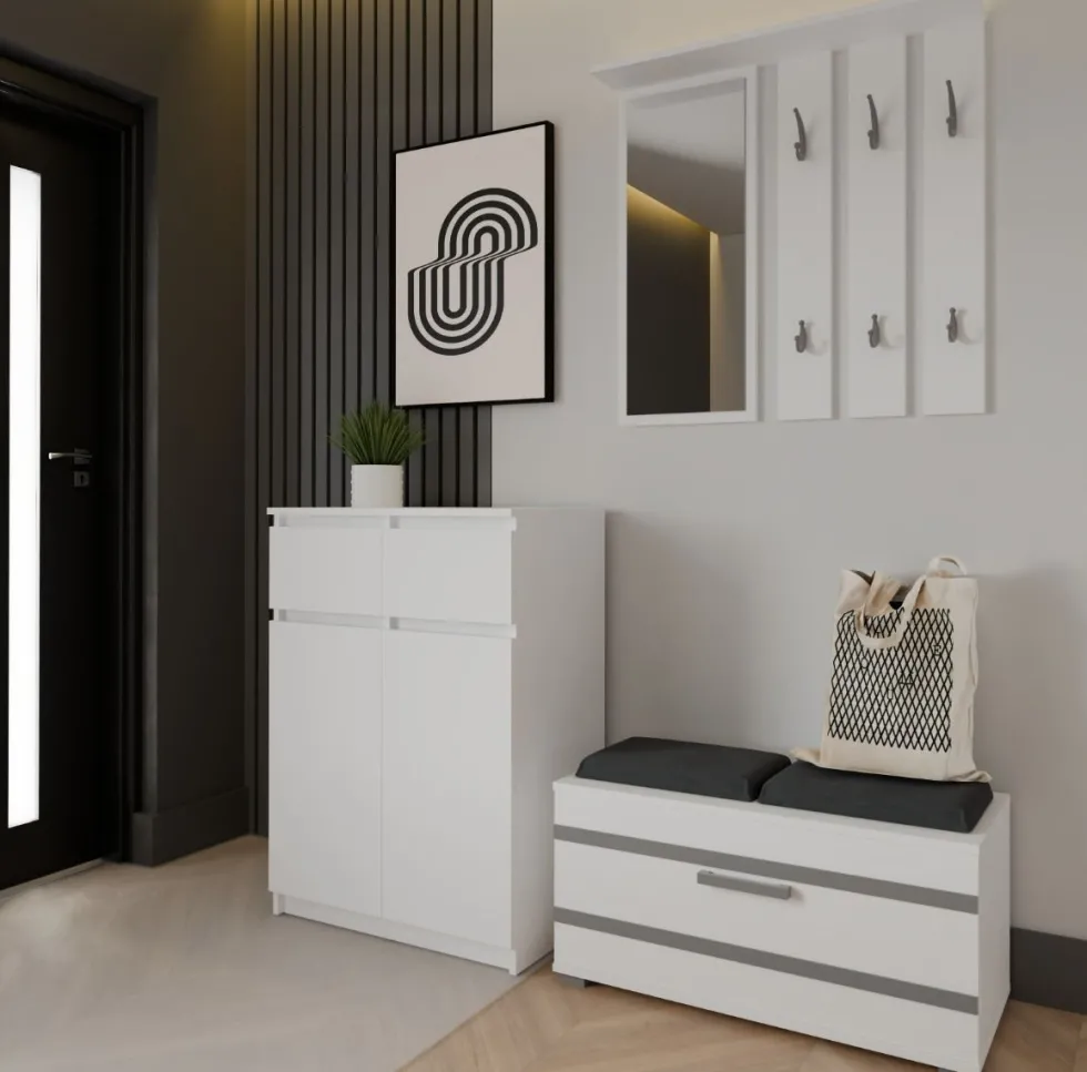 Mobile soggiorno multiuso 70x97 cm con ante e cassetti bianco opaco MMT5