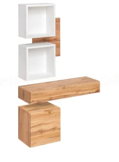 Mobile sospeso per ingresso bianco e rovere IP3