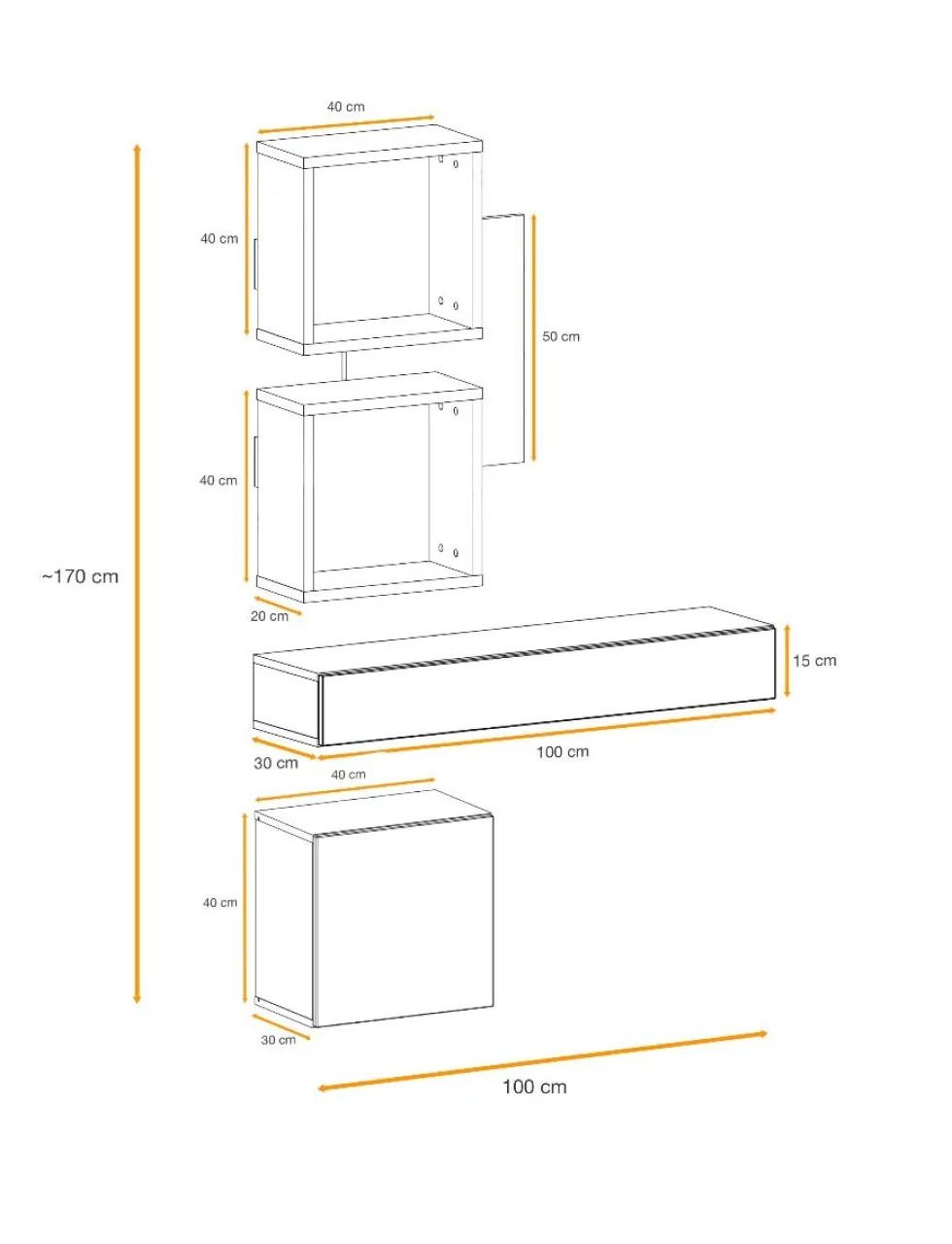Mobile sospeso per ingresso bianco e rovere IP3