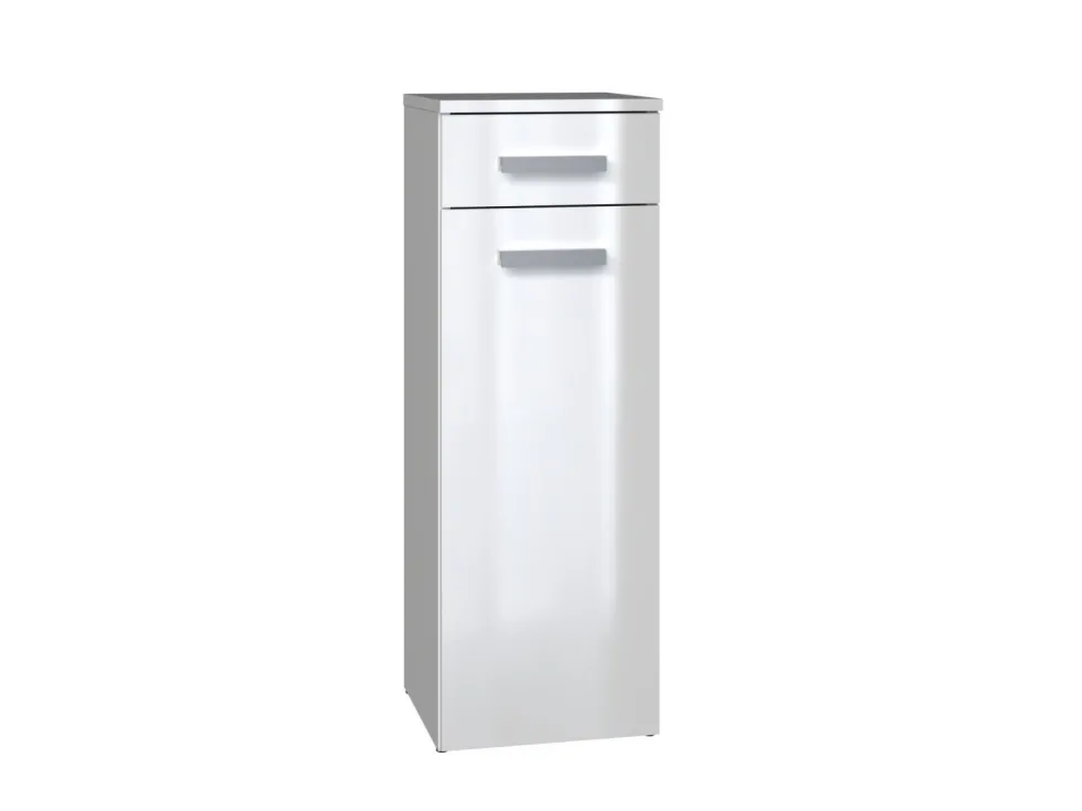 Mobiletto bagno a colonna 30x85 cm con anta e cassetto bianco lucido MBT2