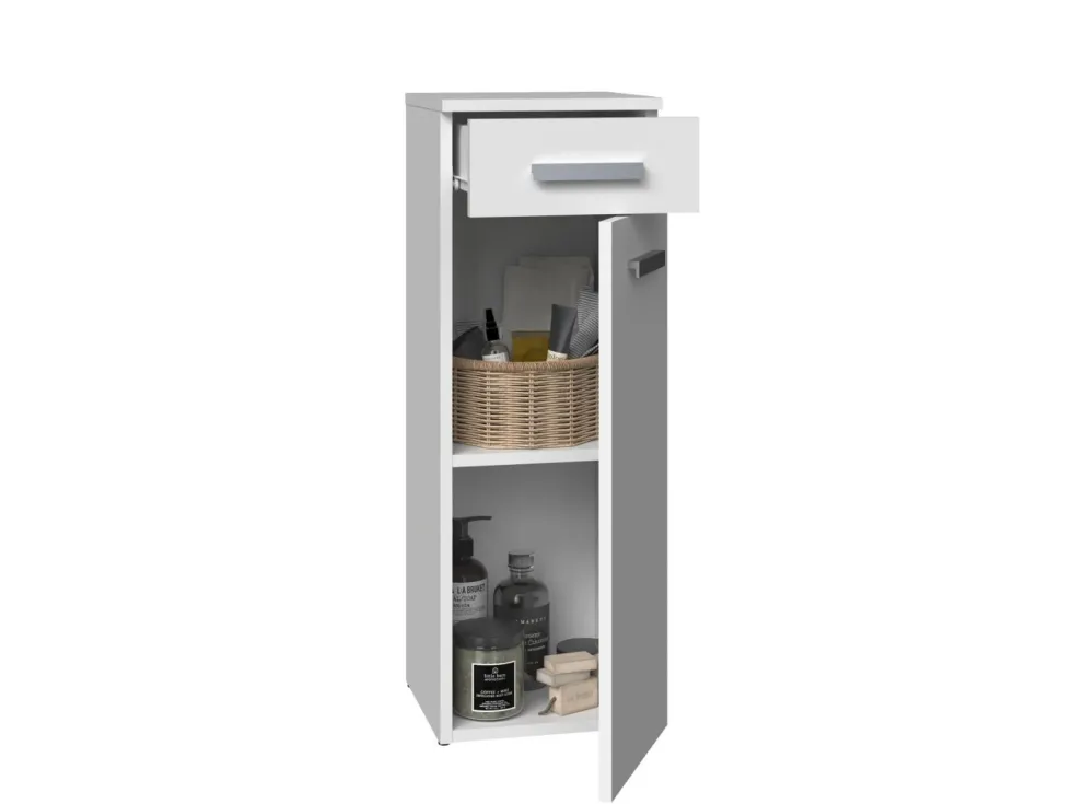 Mobiletto bagno a colonna 30x85 cm con anta e cassetto bianco opaco MBT2