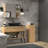 Mobiletto bagno a colonna 30x85 cm con anta e cassetto rovere MBT2