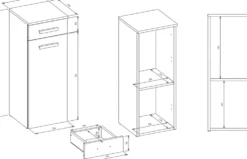 Mobiletto bagno a colonna 30x85 cm con anta e cassetto rovere MBT2