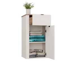 Mobiletto da bagno sospeso 48x83 cm con 2 ante rovere MBT8