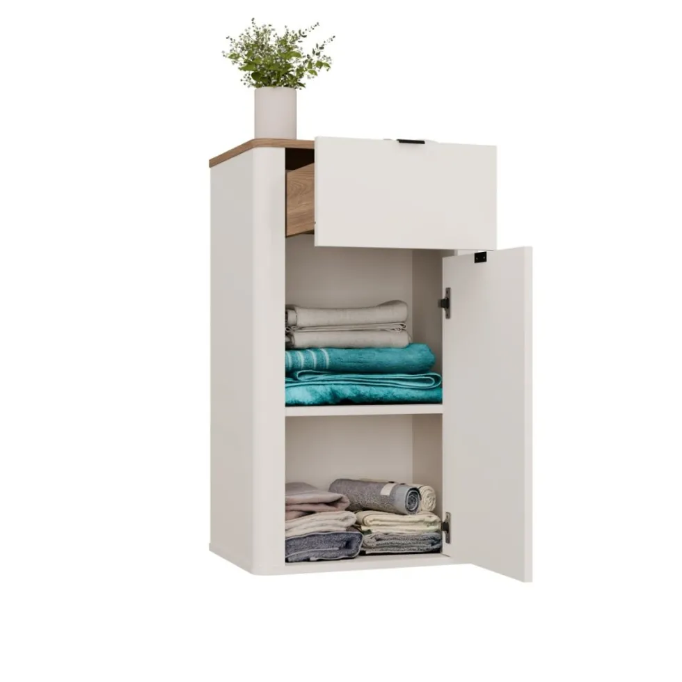 Mobiletto da bagno sospeso 48x83 cm con 2 ante rovere MBT8