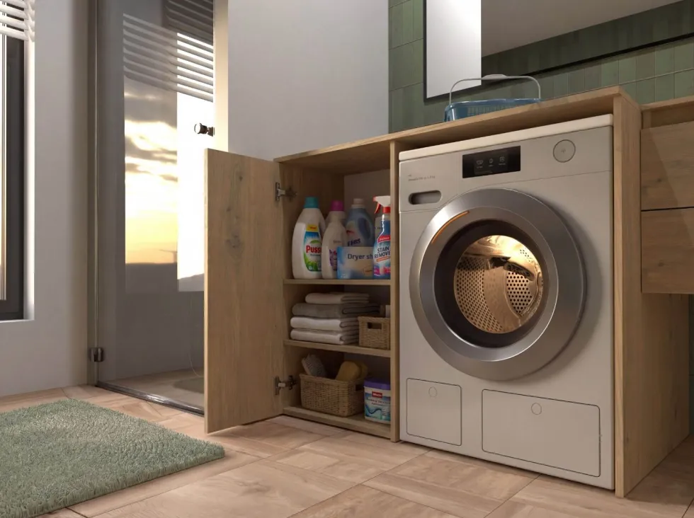Mobiletto per lavatrice moderno 64x88,5 cm rovere MLT7