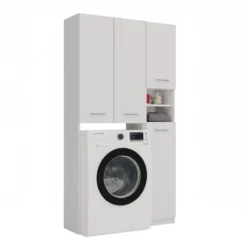 Mobiletto per lavatrice 64x88,5 cm con armadietto bianco opaco MLT10