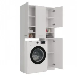 Mobiletto per lavatrice 64x88,5 cm con armadietto bianco opaco MLT10