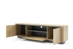 Mobiletto tv moderno 200x55 cm con ante push to open in rovere e nero PTVLK31