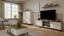 Mobile tv grande 183,5 cm con ante cashmere e rovere PTVT5
