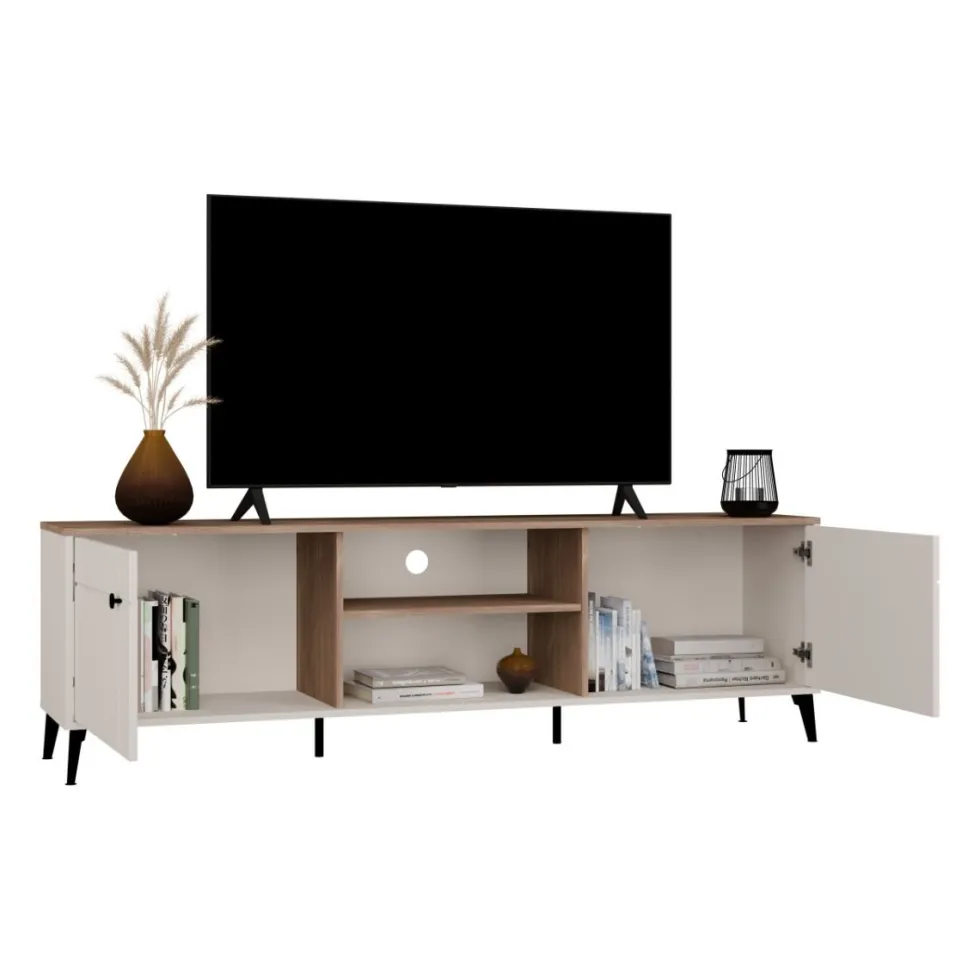 Mobile tv grande 183,5 cm con ante cashmere e rovere PTVT5