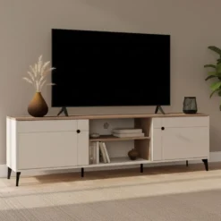 Mobile tv grande 183,5 cm con ante cashmere e rovere PTVT5