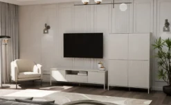 Mobile tv minimal 164 cm con ante e cassetto cashmere PTVT4