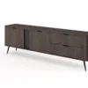 Mobile tv moderno 195x61 cm con 2 cassetti e 2 ante battenti in quercia scuro PTVLK33