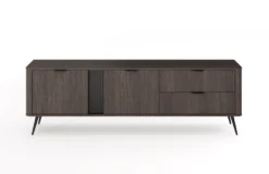 Mobile tv moderno 195x61 cm con 2 cassetti e 2 ante battenti in quercia scuro PTVLK33