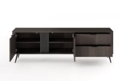 Mobile tv moderno 195x61 cm con 2 cassetti e 2 ante battenti in quercia scuro PTVLK33