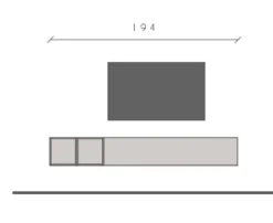 Mobile TV sospeso con vani a giorno 194x29 cm bianco lucido e rovere PTL28