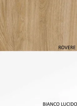 Mobile TV sospeso con vani a giorno 194x29 cm bianco lucido e rovere PTL28